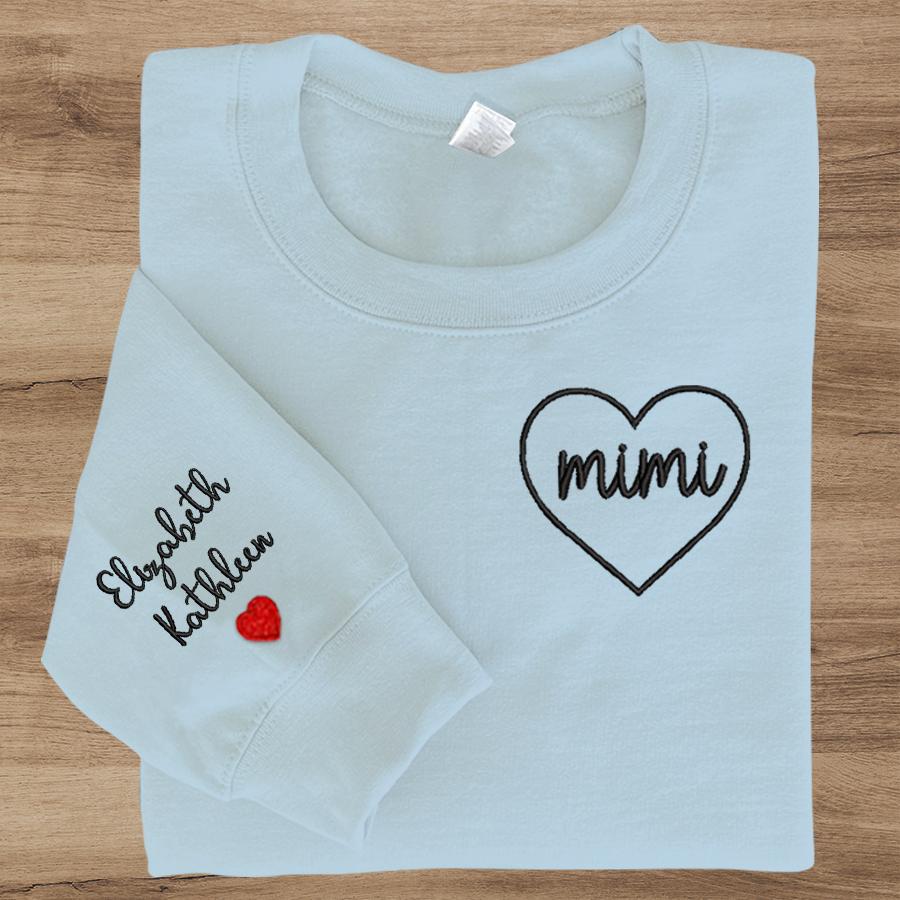 Mimi Embroidered Sweatshirt, Custom Mimi And Kids, Grandma Gift TH Sweatshirt