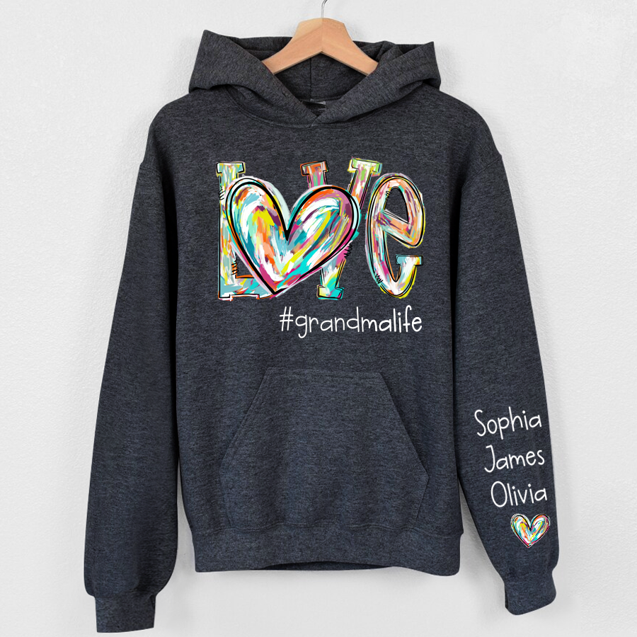 Love Grandma Life Color Clipart Custom Hoodie