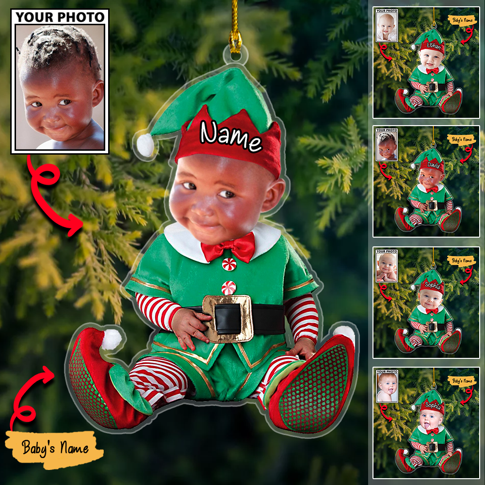 Custom Baby Photo Ornaments with Names, Personalized Christmas Ornaments