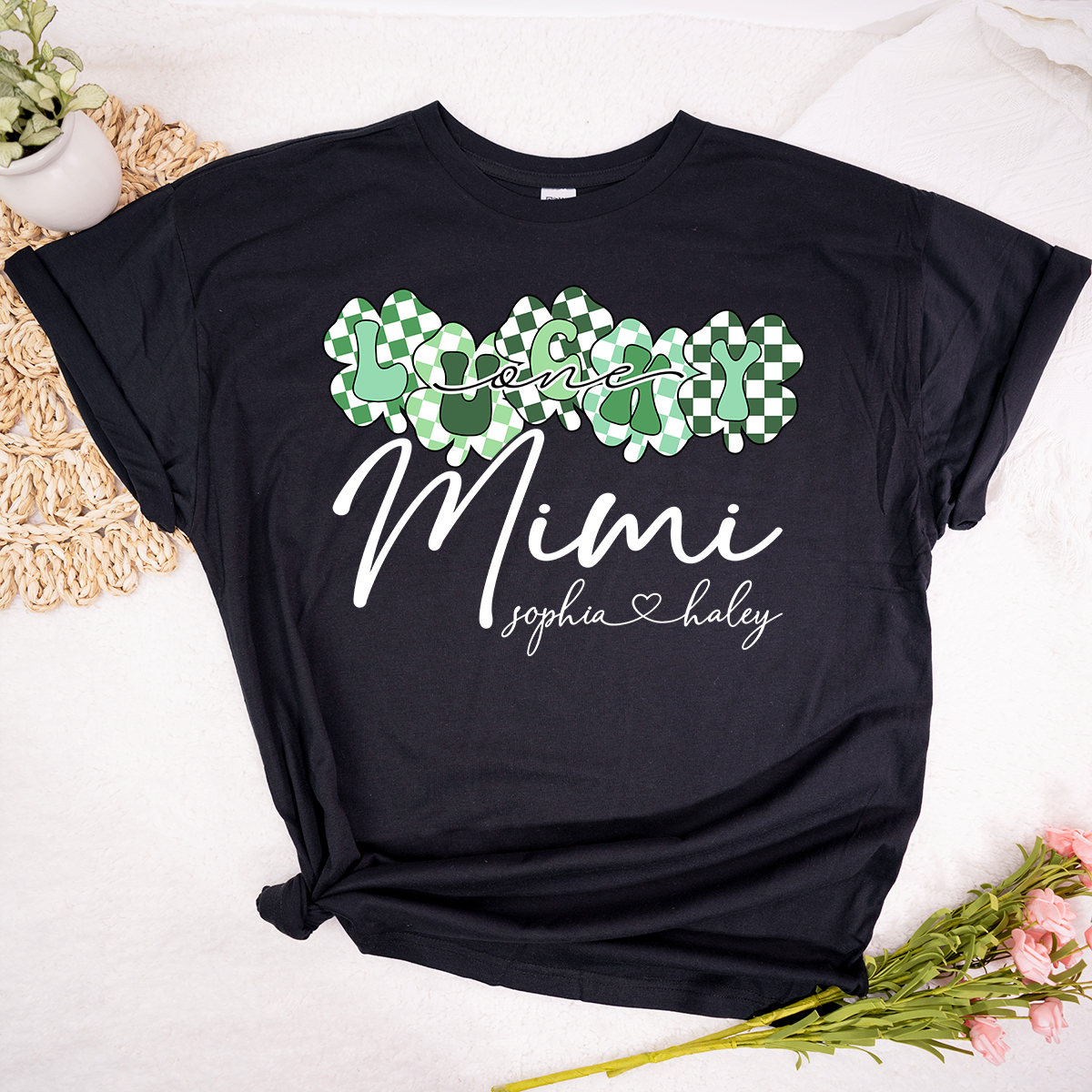 Custom Mimi Shirt with Grandchildren Names, Lucky Clover St Patrick’s Day Grandma Tee, Personalized Irish Style Family Shirt