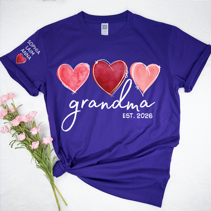 Custom Grandma Valentine T-shirt, Heart Valentine Gifts For Grandma And Kids