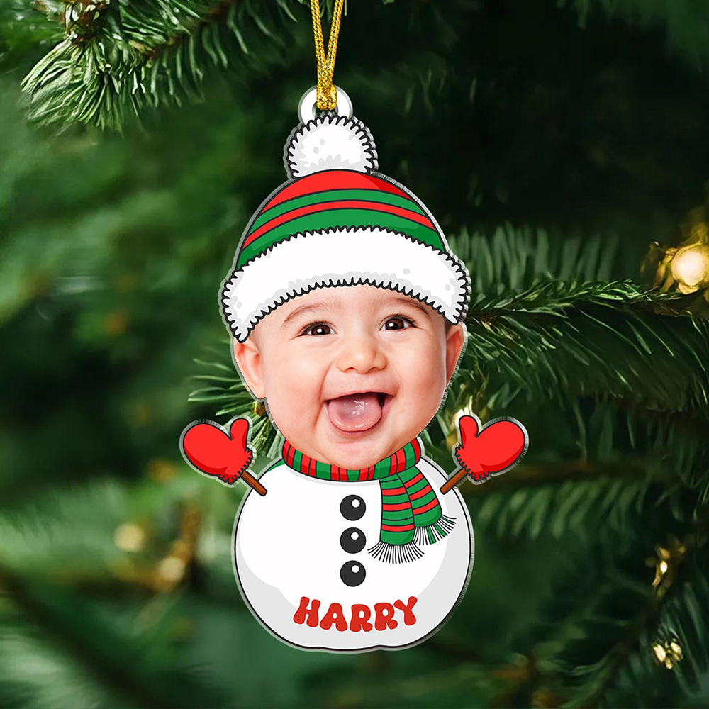 Personalized Christmas Acrylic Ornament With Baby Photo, Custom Holiday Tree Decoration
