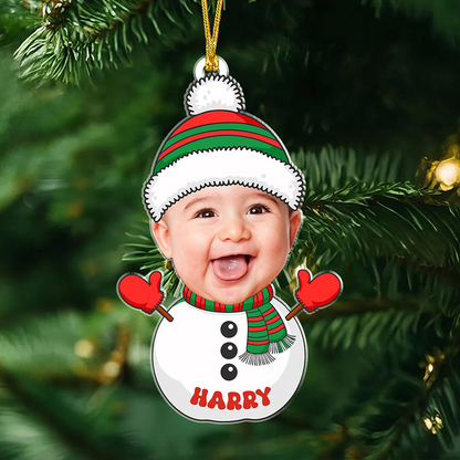 Personalized Christmas Acrylic Ornament With Baby Photo, Custom Holiday Tree Decoration
