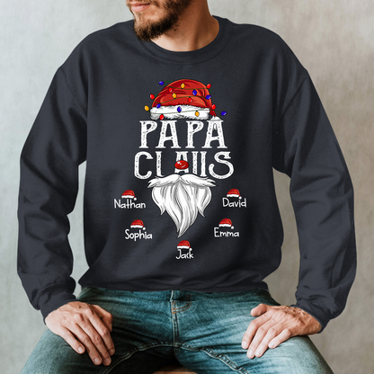 Hat Santa With Christmas Lights, Gift For Grandpa, Custom Give Papa And Kids Sweatshirt