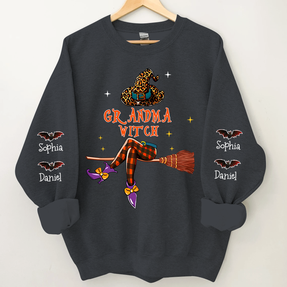 Grandma Witch Halloween Sweatshirt, Custom Grandma & Kids, Grandma Gift Halloween TH