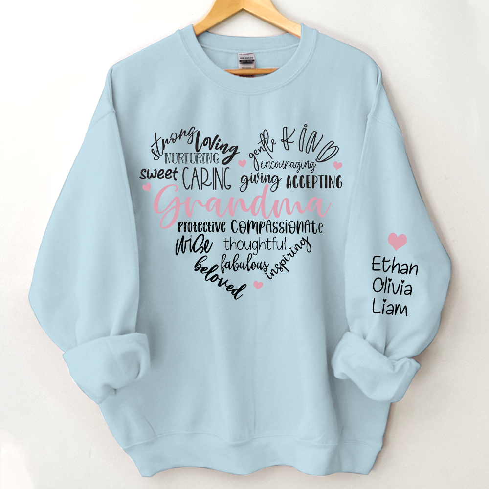 Grandma Heart Sweatshirt, Custom Grandma And Kids Heart, Grandma Gift TH