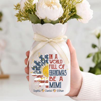 Personalized Mimi Flower Vase, In a World Full of Grandmas Be a Mimi, Custom Gift with Family Names