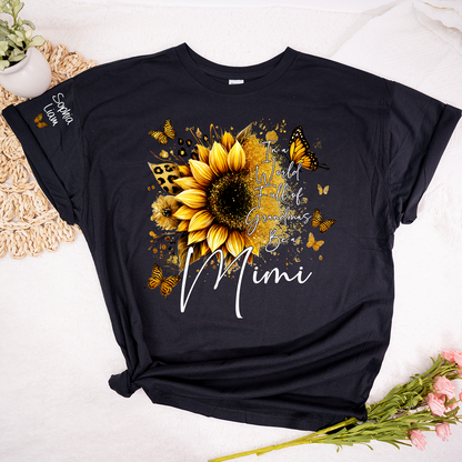 In a World Full of Grandmas Be a MIMI T Shirt, Personalized with Family Names, Sunflower and Butterfly Design, Ideal Gift for Mimi