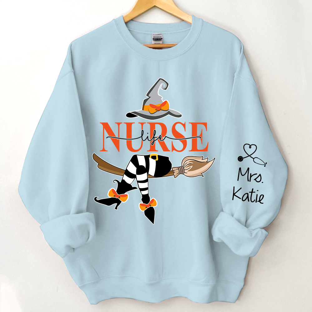Nurse Life Witch Halloween, Custom Name Sweatshirt Halloween, Gift For Nurse TH