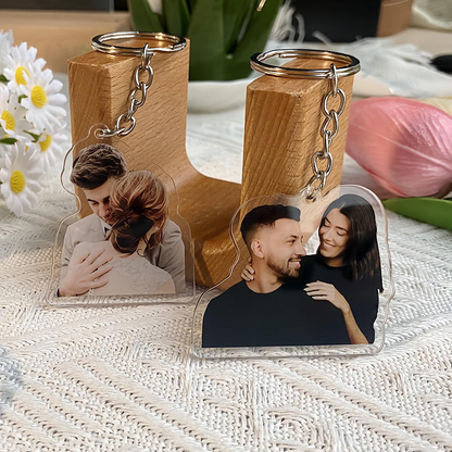 Personalized Couple Photo Acrylic Keychain, Custom Picture Keychain for Lovers, Romantic Anniversary Keepsake