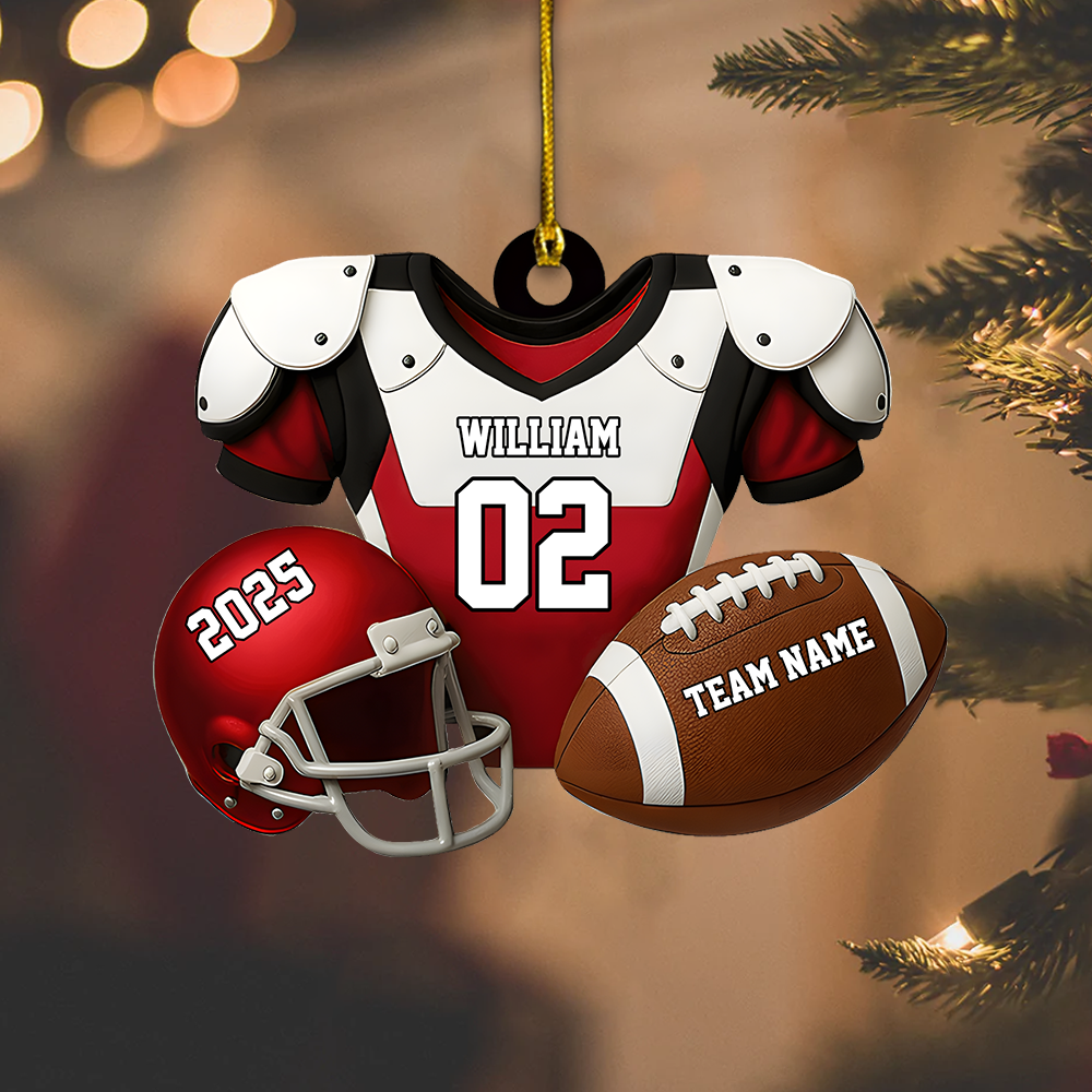 Personalized Football Jersey Ornament 2025 – Custom Name & Number Ornament, Christmas Gift for Football Player or Fan Ornament