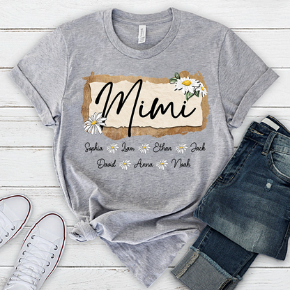 Custom Mimi T-Shirt, Floral Daisy Design,Great Gift for Mimi Grandma And Kids