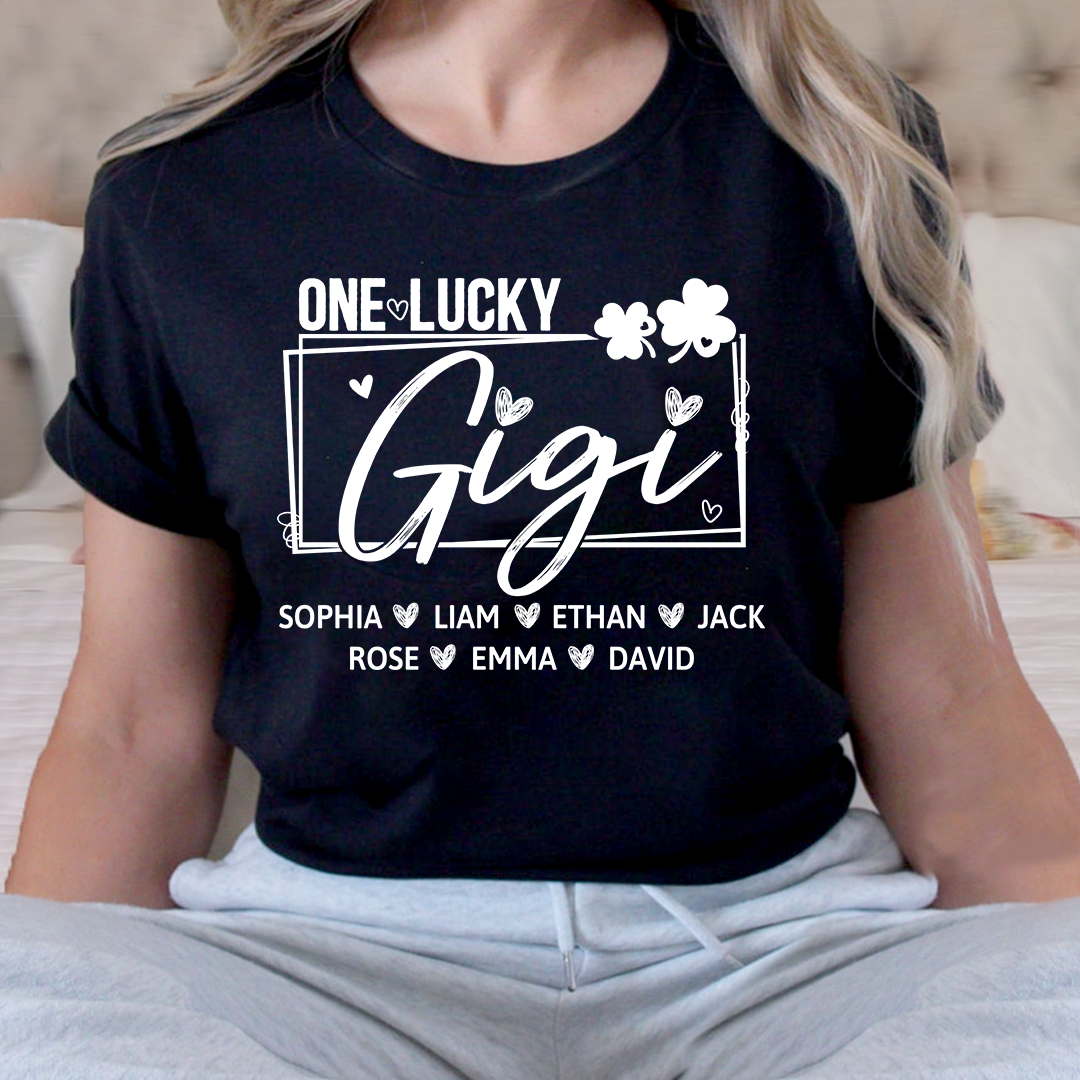 One Lucky Gigi St Patrick’s Day Shirt, Personalized Shamrock Family T Shirt