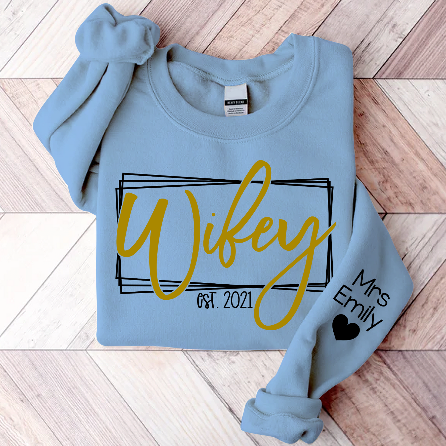 Wifey Hubby Custom Est Couple Sweatshirt, Gift For Fiance, Wedding Gift, Matching Couple Sweatshirt