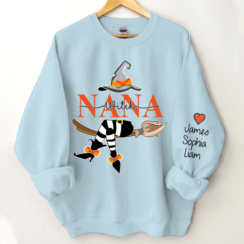 Personalized Nana Witch Halloween Sweatshirt, Halloween Gift, Grandma Gift TH