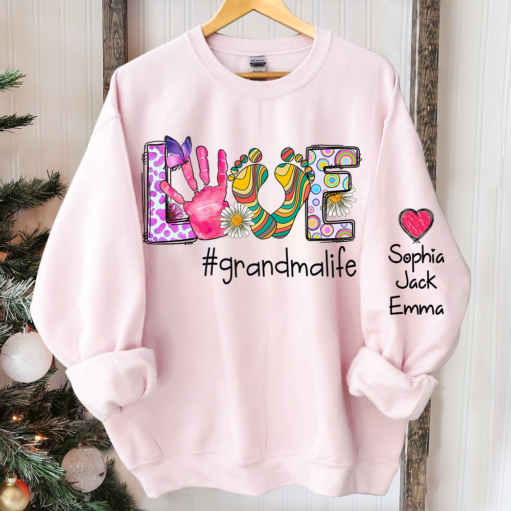 Personalized Love Color Grandma Witch Grandkids Sweatshirt