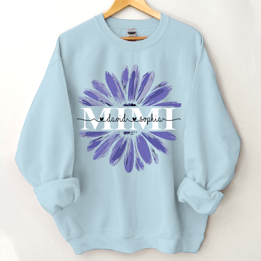 Mimi Purple Daisy Flower With Grandkids Sweatshirt