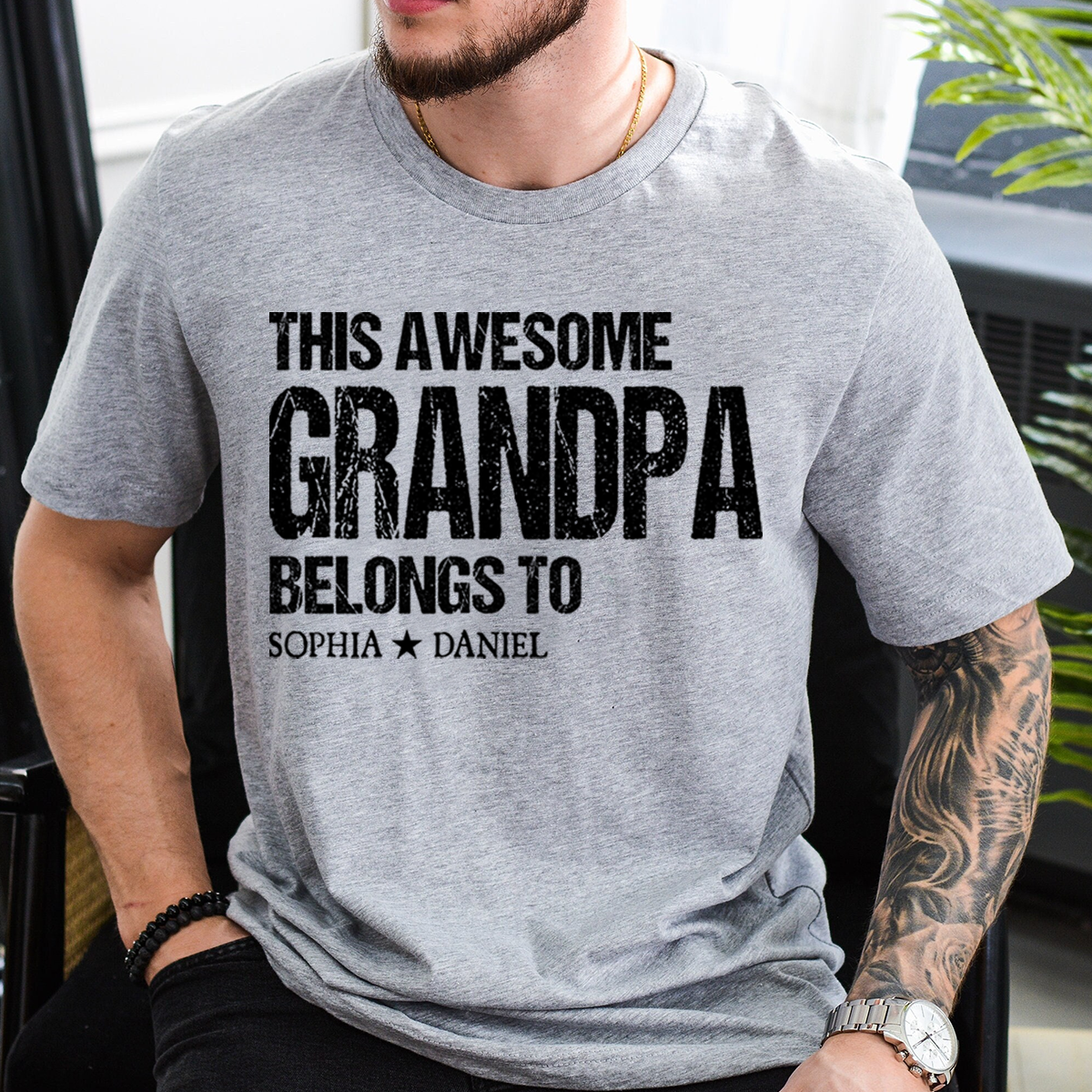 This Awesome Grandpa Belongs To Shirt Personalized with Names Custom Grandpa T Shirt Family Name Gift for Grandpa
