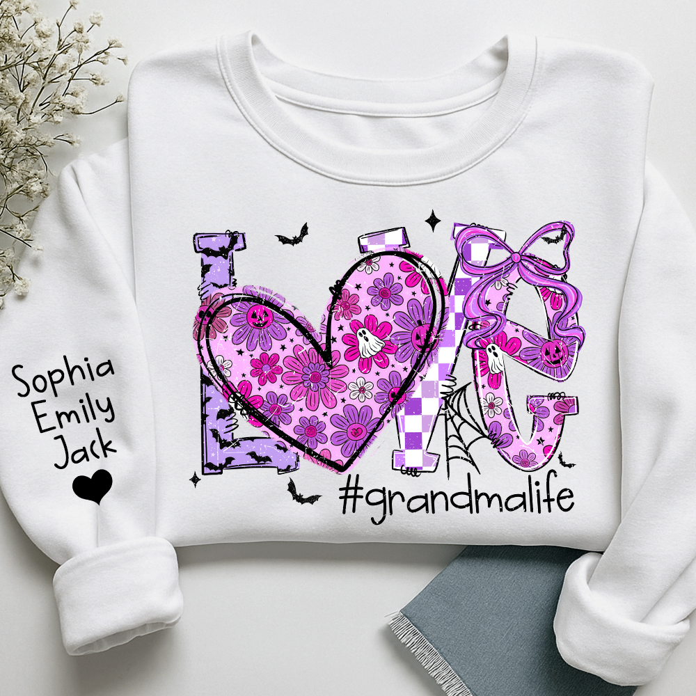Naughty Halloween Flowers, Personalized Grandma Love Life Pumpkin and Kids