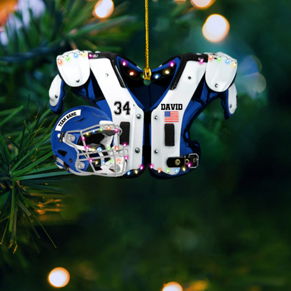 Personalized Football Jersey Ornament, Custom Name, Number & Team Christmas Decoration With Helmet And Lights Ornament