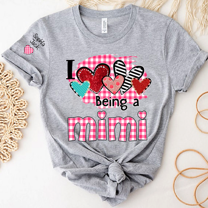 Valentine Mimi Crewneck T-shirt, Cute Heart Family Love Design, For Gift Grandma And Kids