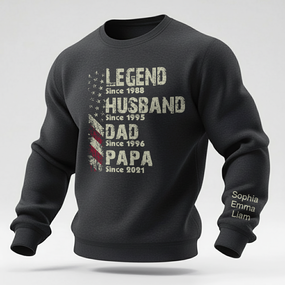Personalized Papa Sweatshirt Legend Husband Dad Papa Since with Custom Years and Names