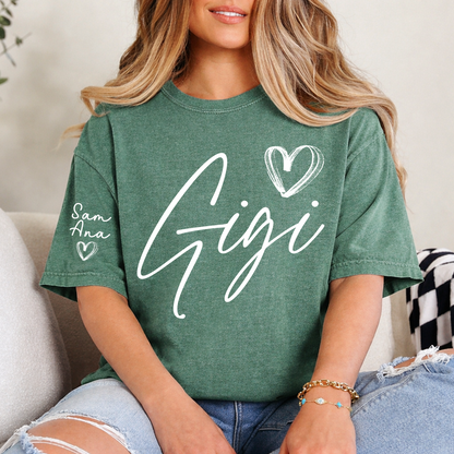 Personalized Gigi Heart T-Shirts, Custom designed Family T-shirts Featuring Hearts And Names