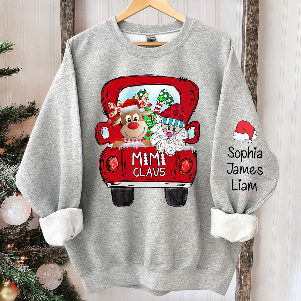 Personalized Mimi Claus Sweatshirt, Custom Grandma With Grandkids Name Xmas Sweatshirt