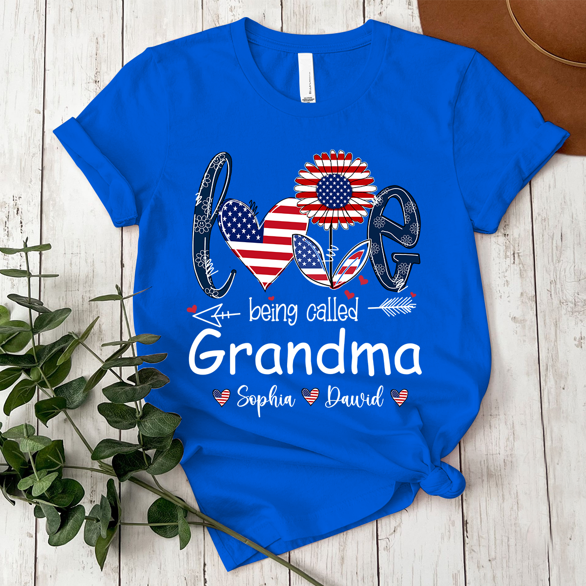Custom Love Being Grandma USA Shirt, Personalized Nickname And Grandkids