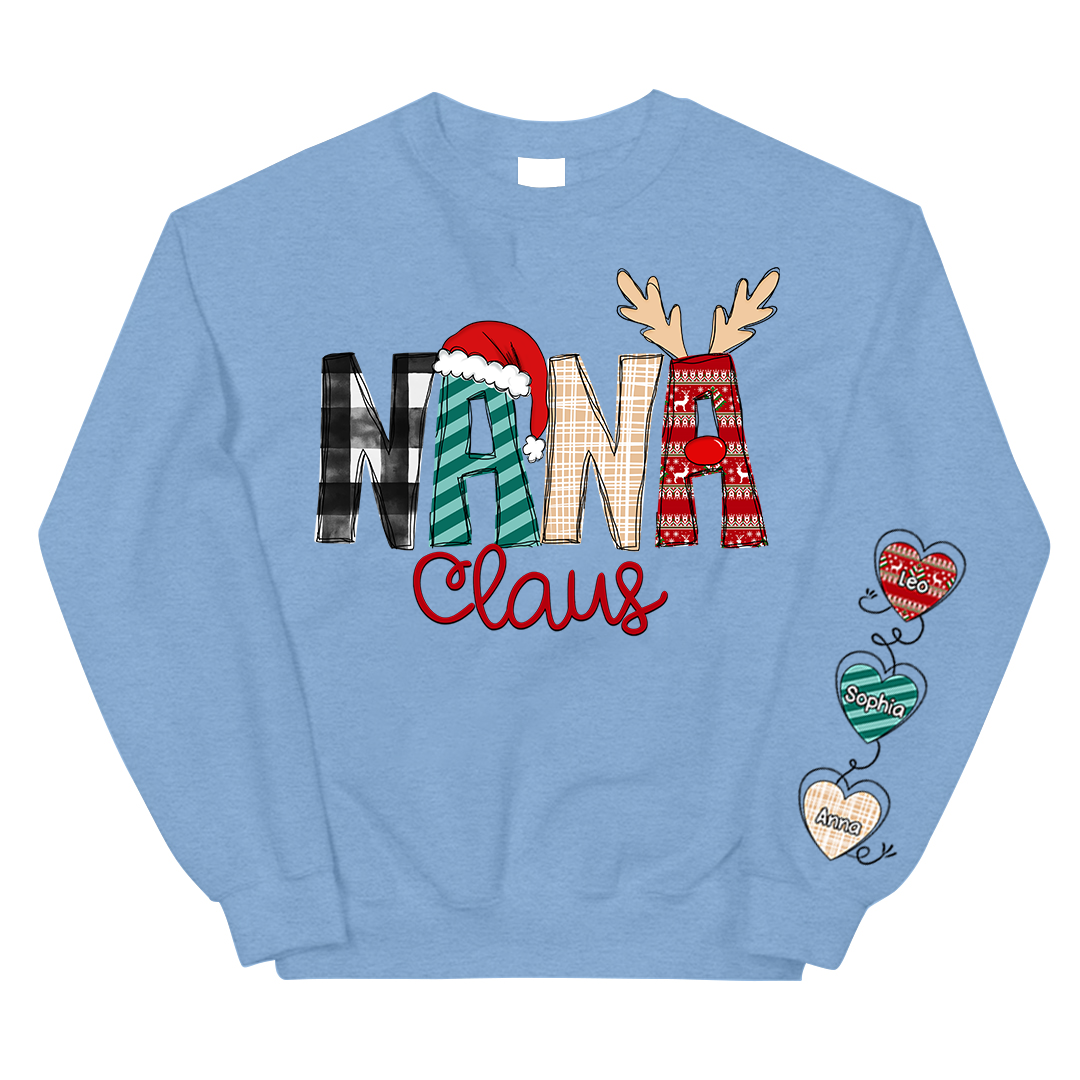 Personalized Nana Claus With Grandkids Sweatshirt