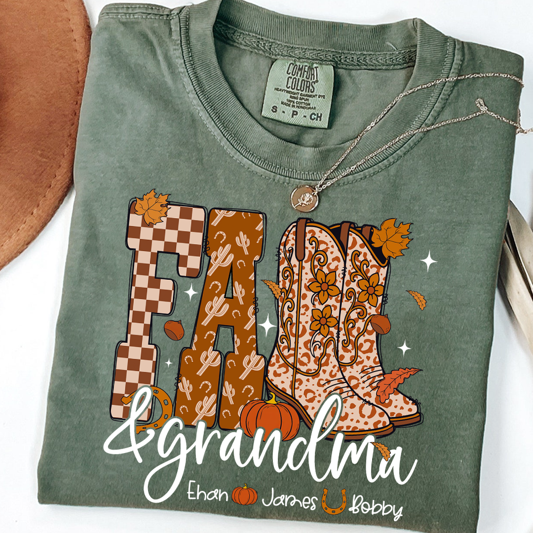 Comfort Colors® Cute Personalized Fall & Grandma Costume, Gift With Grandma And Grandchild Names