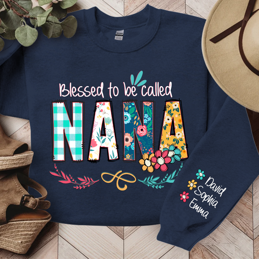 Blessed To Be Called Nana And Kids Art Flower TH Sweatshirt