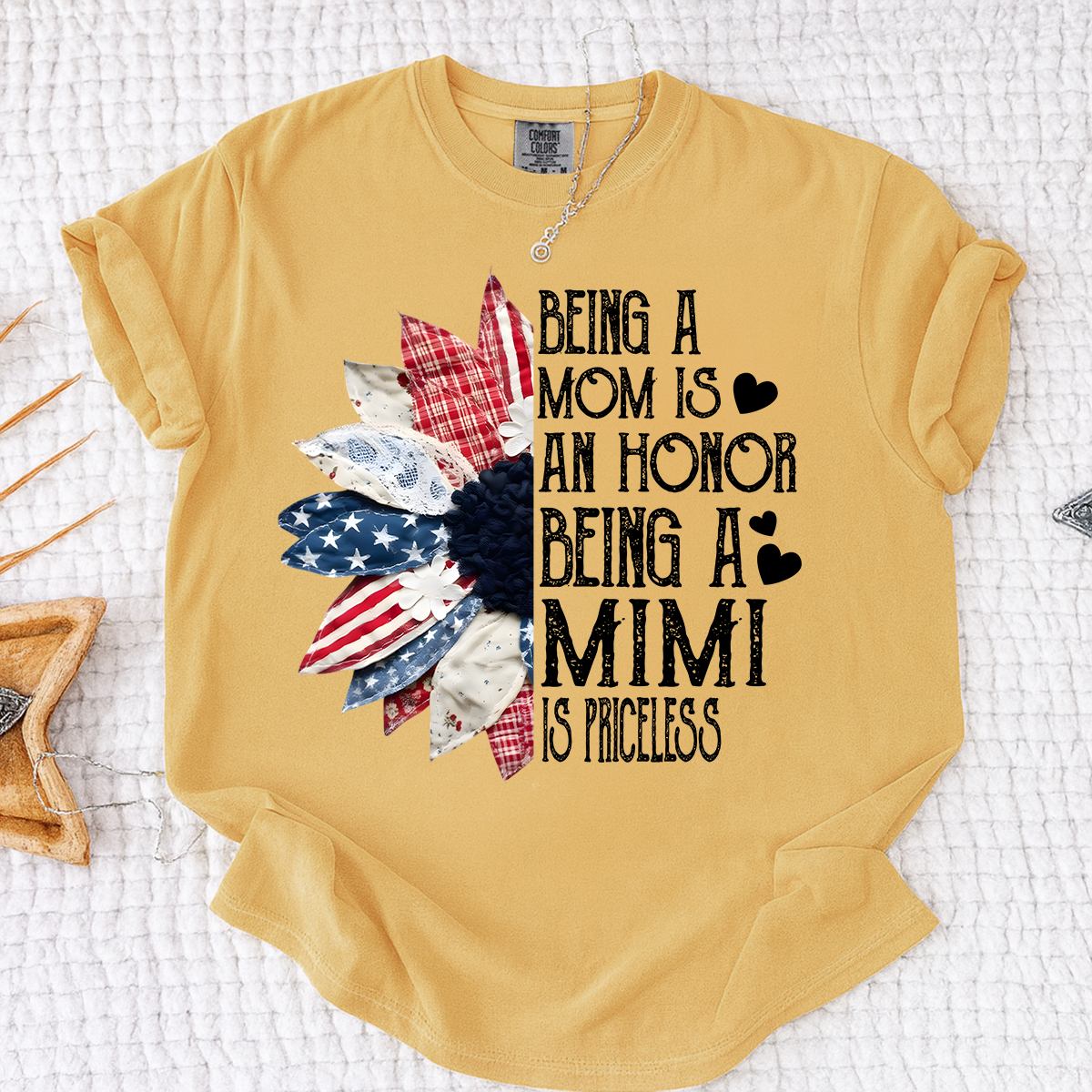 Comfort Colors Being a Mom is an Honor Being a Mimi is Priceless Shirt, Patriotic Mimi T Shirt, Custom Mom Grandma Shirt