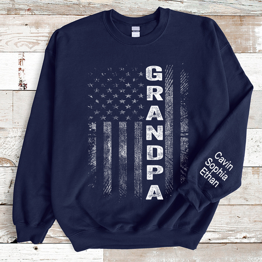 Custom Grandpa Flag With Grandkids Sweatshirt