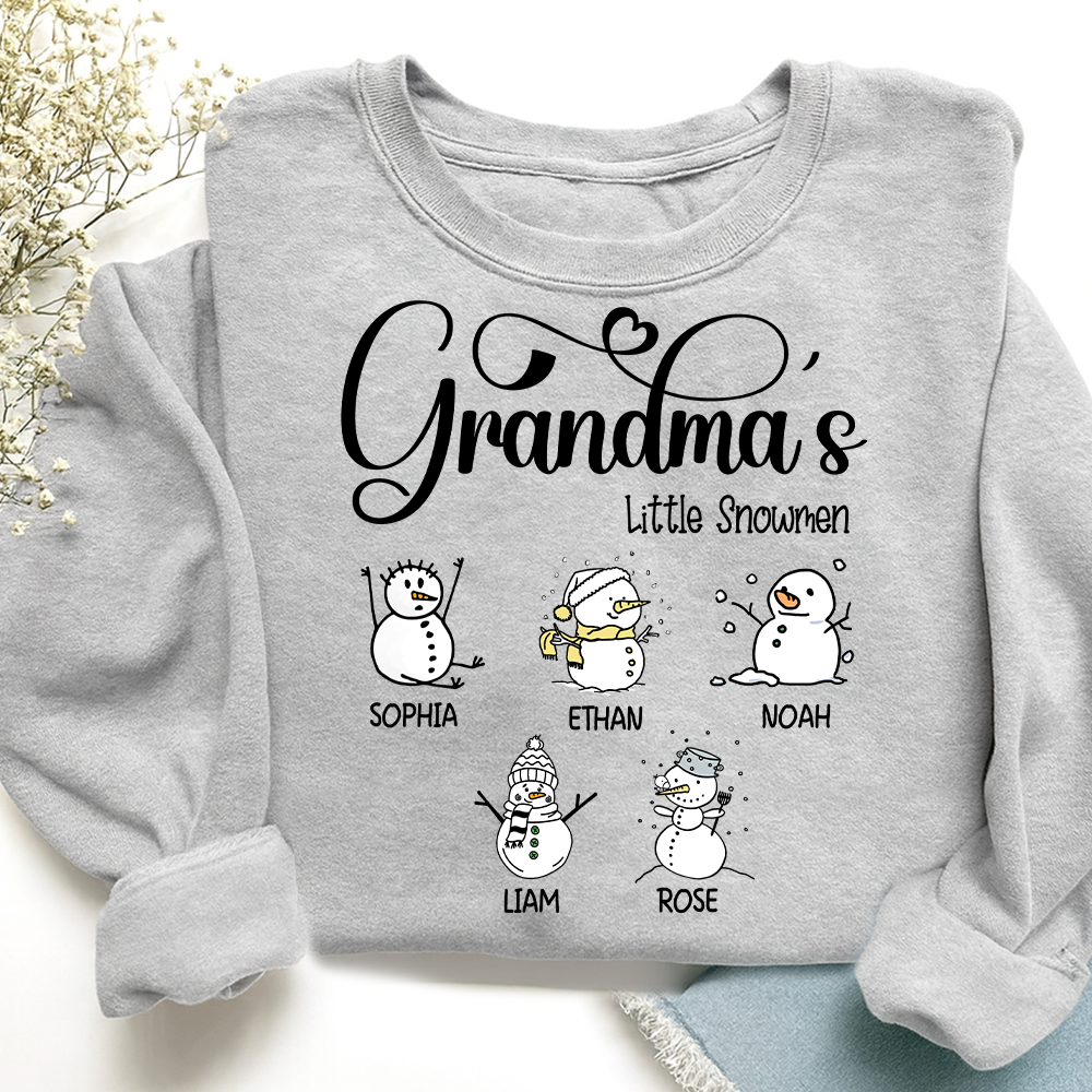 Merry Christmas Grandma Little Snowman Sweatshirt, Custom Gifts for Grandma and Grandchild