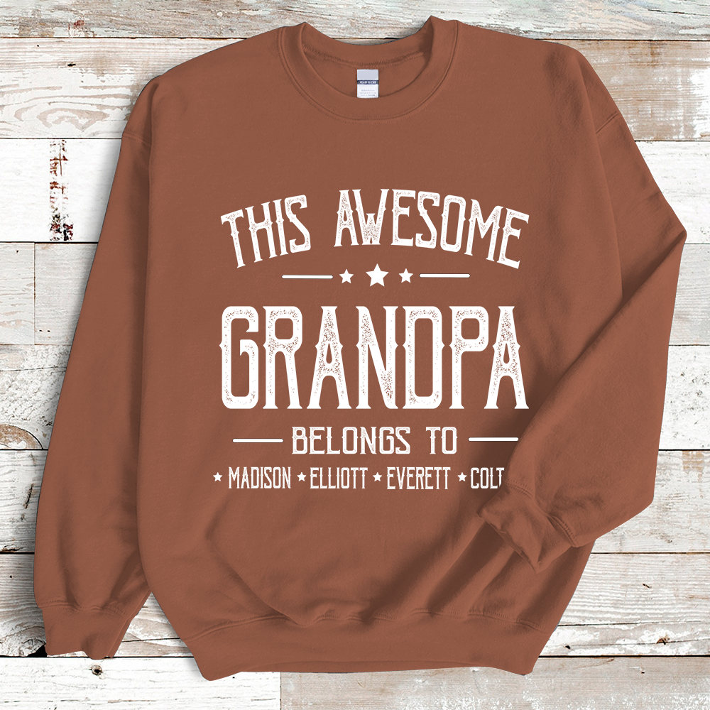 This Awesome Grandpa Belongs To Grandkids Name Father's Day Sweatshirt