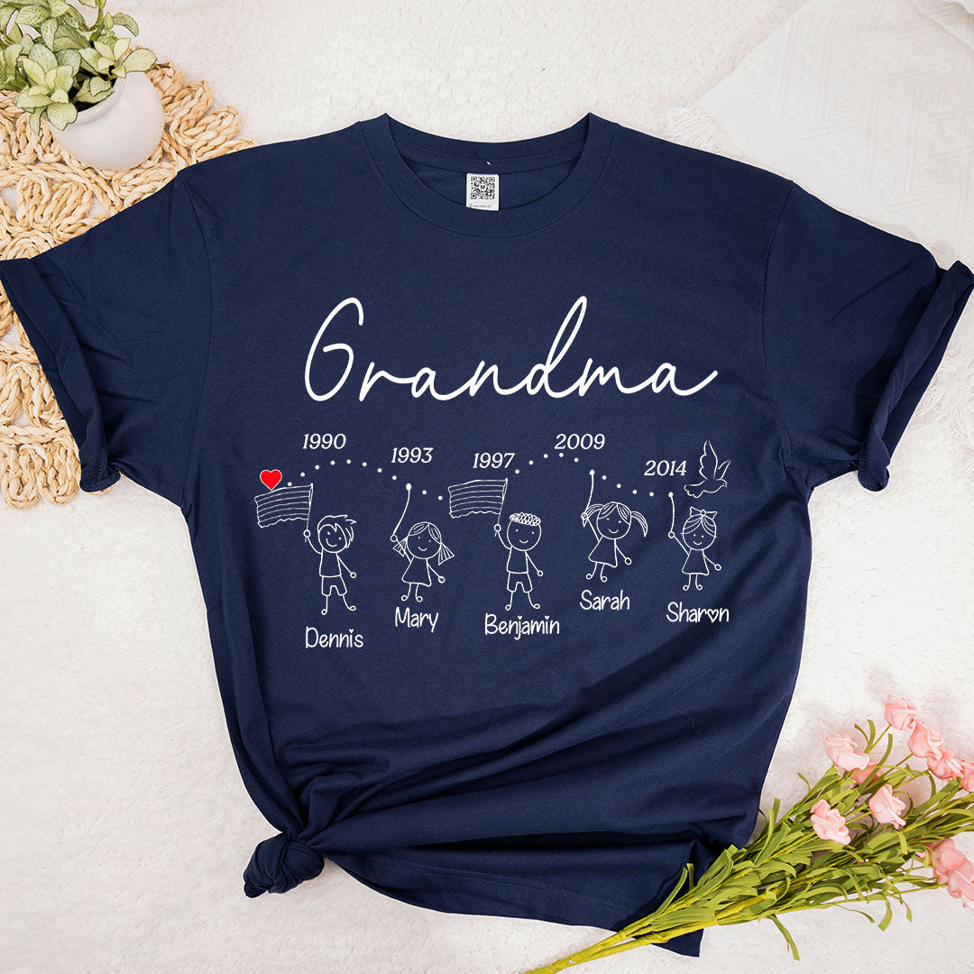 Personalized Grandma And Grandkids Est T-Shirt