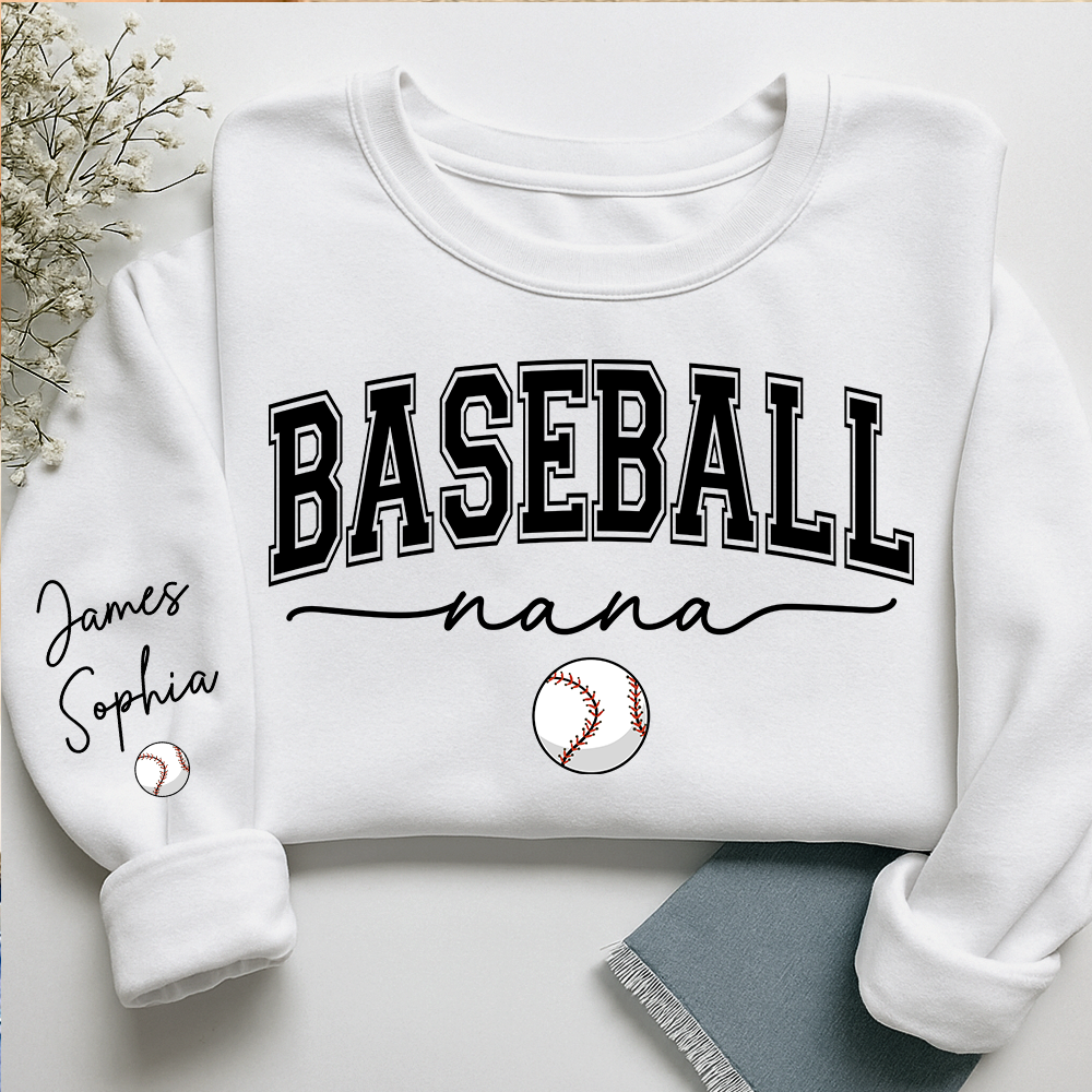 Personalized Sports Nana Sweatshirt With Grandkids Names, Custom Athletics Grandma Pullover V2