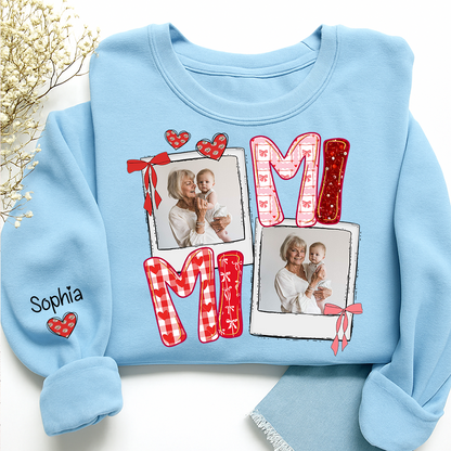 Personalized Mimi Photo Sweatshirt, Custom Grandma Crewneck with Grandbaby Pictures, Mimi Valentine Family Gift