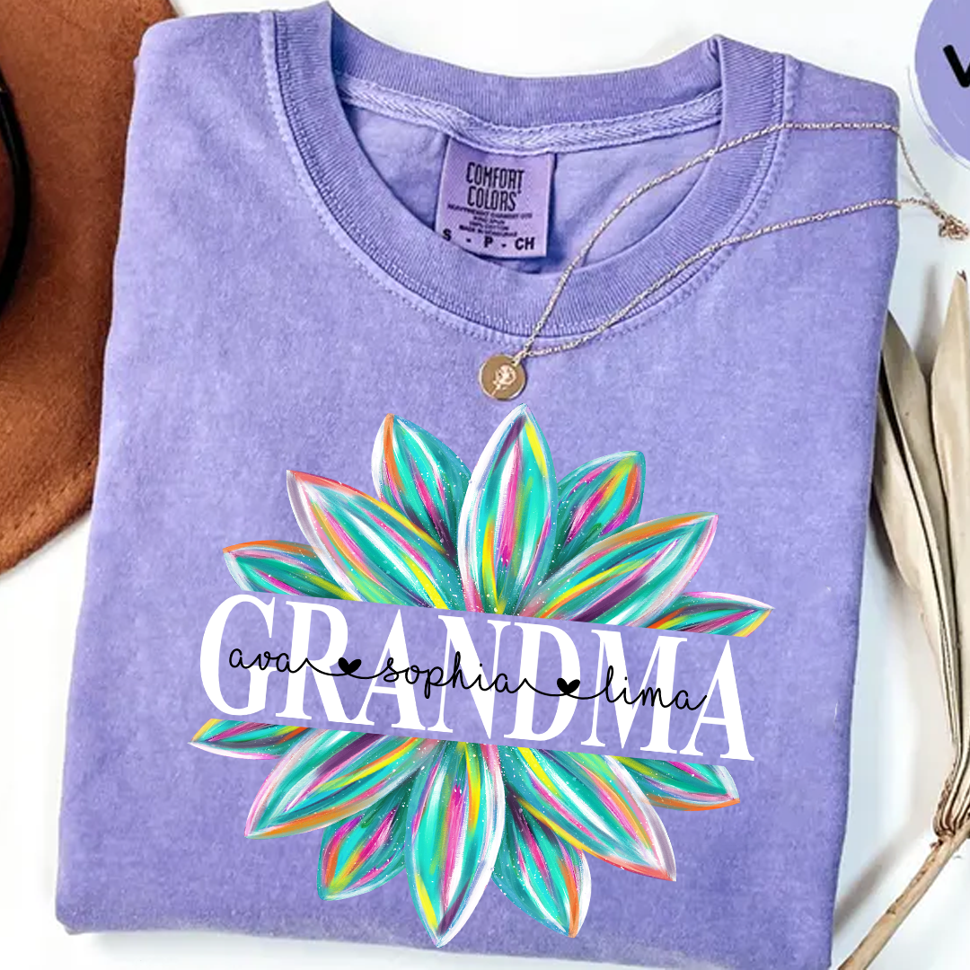 Comfort Colors® Grandma Flower Color Trend Shirt, Gift For Grandma T-Shirt