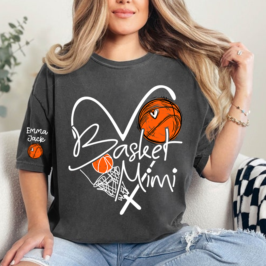 Basketball Mimi Shirt Personalized with Grandkids Names, For Gift Grandma