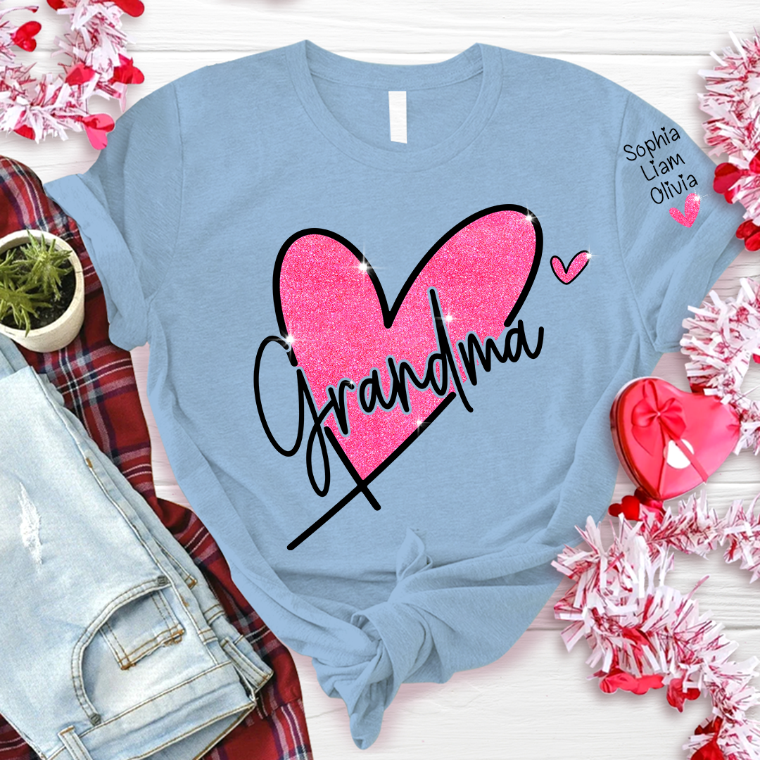 Glitter Heart Custom Grandma And Kids LTP01