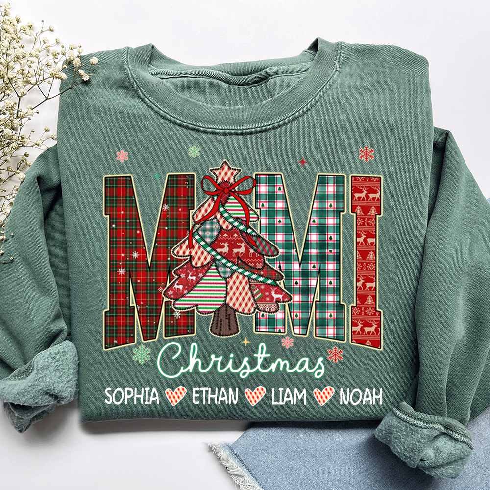 Personalized Mimi Christmas Sweatshirt, Customized Gifts for Grandma and Grandchild