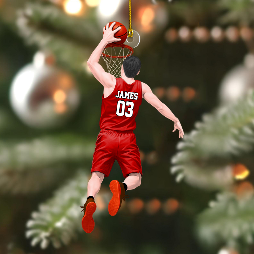 Personalized Basketball Player Ornament – Custom Name & Number Christmas Decoration Ornament