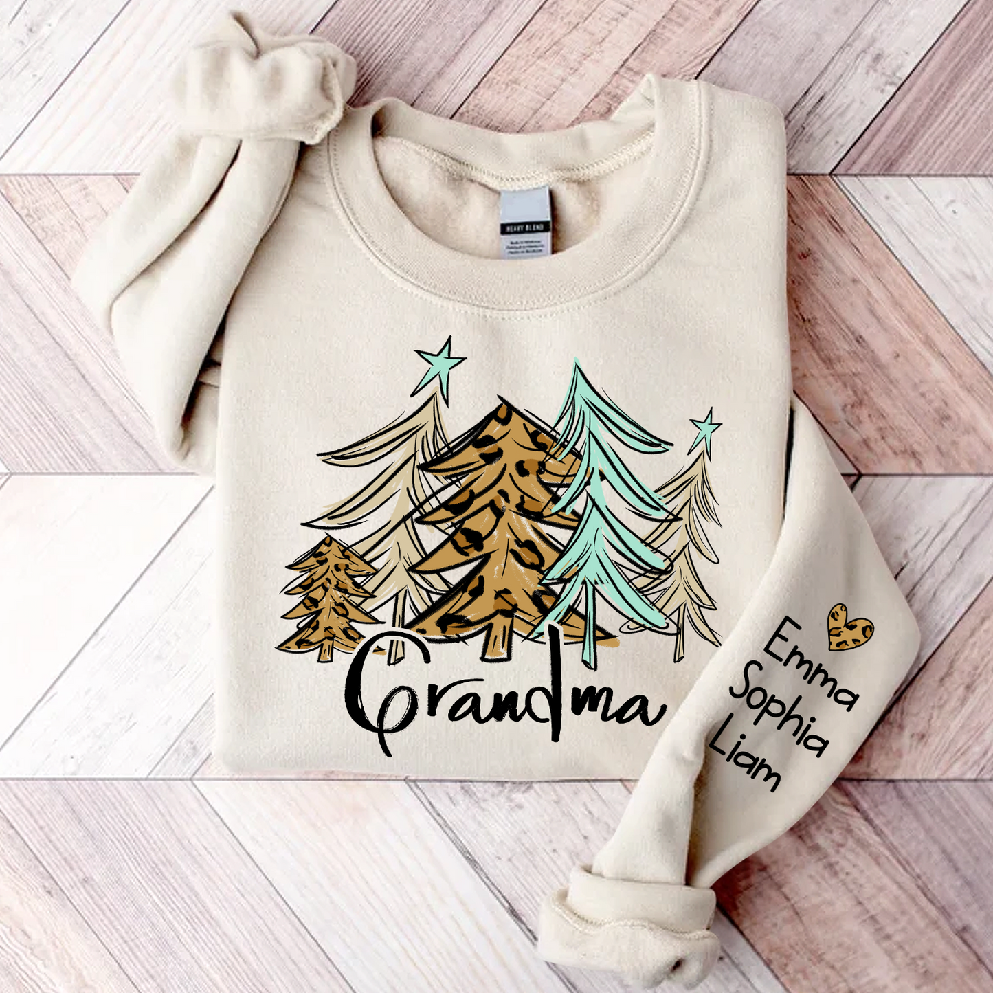 Grandma Christmas Tree, Custom Grandma With Kids TH Sweatshirt