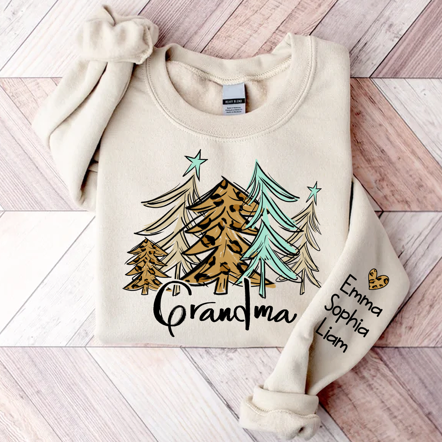 Grandma Christmas Tree, Custom Grandma With Kids TH Sweatshirt