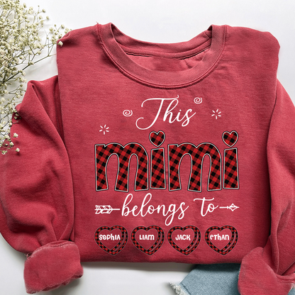 Design Caro Print Mimi Sweatshirt, This Mimi Belongs To Grandma And Kids