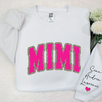 Mimi Leopard Pink And Grandkids Mother's Day Sweatshirt