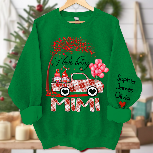 Personalized I Love Being Mimi Winter Truck, Gifts For Grandma Sweatshirt