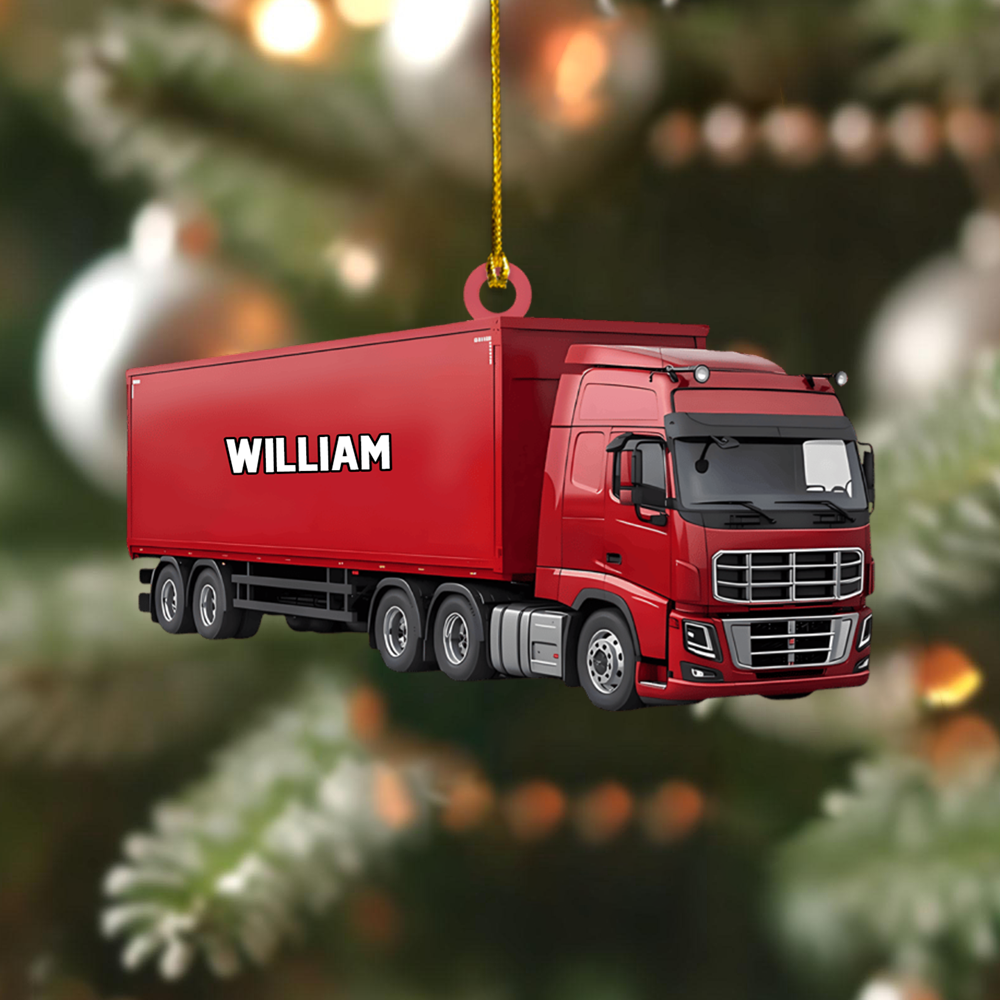 Personalized Semi Truck Ornament – Custom Name Big Rig Christmas Decoration for Truck Drivers Ornament
